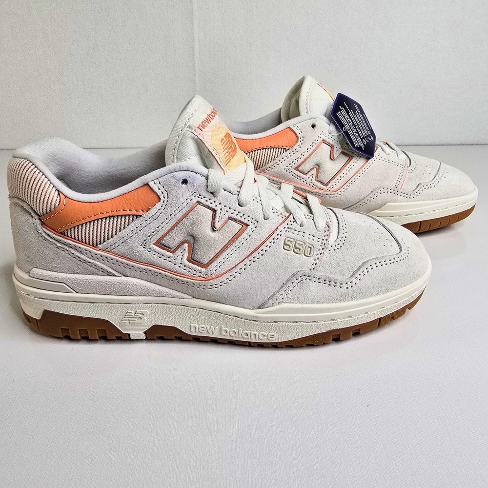 New Balance 550 Sea Salt Peach Suede Corduroy Sneakers BBW550ST Womens 8 NEW